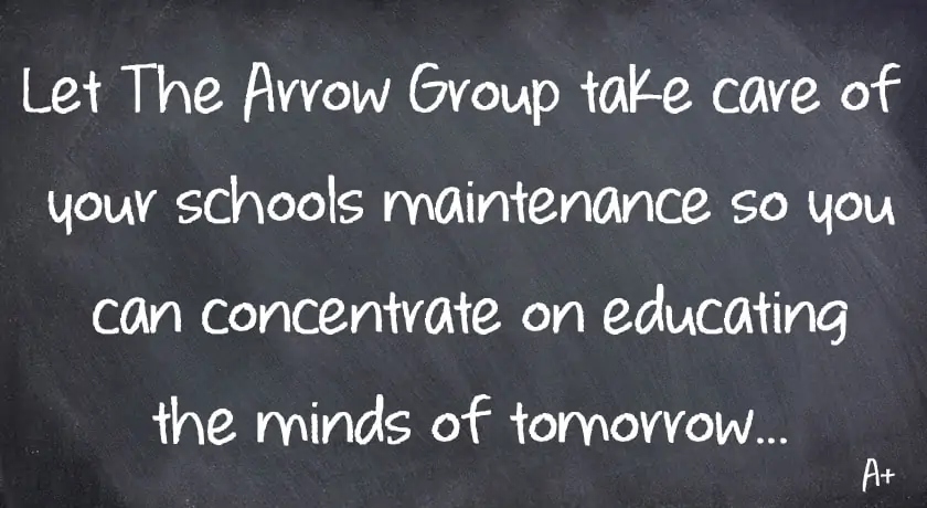 Chalkboard message about school maintenance and focusing on educating pupils.