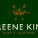 Greene King logo with crossed arrows and a crown on a dark green background